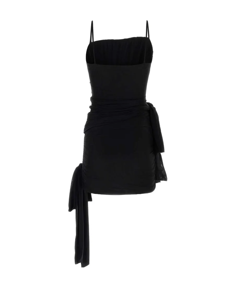 Blumarine Bow Embellished Asymmetric Hem Mini Dress