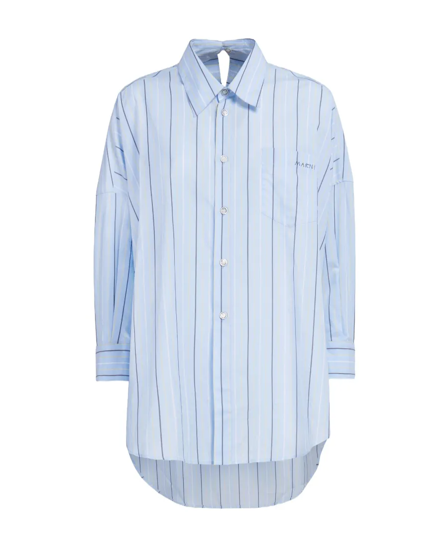 Marni Logo Embroidered Striped Shirt