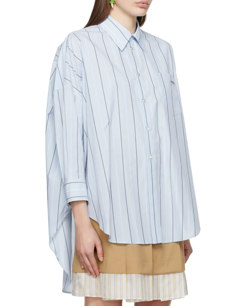 Marni Logo Embroidered Striped Shirt
