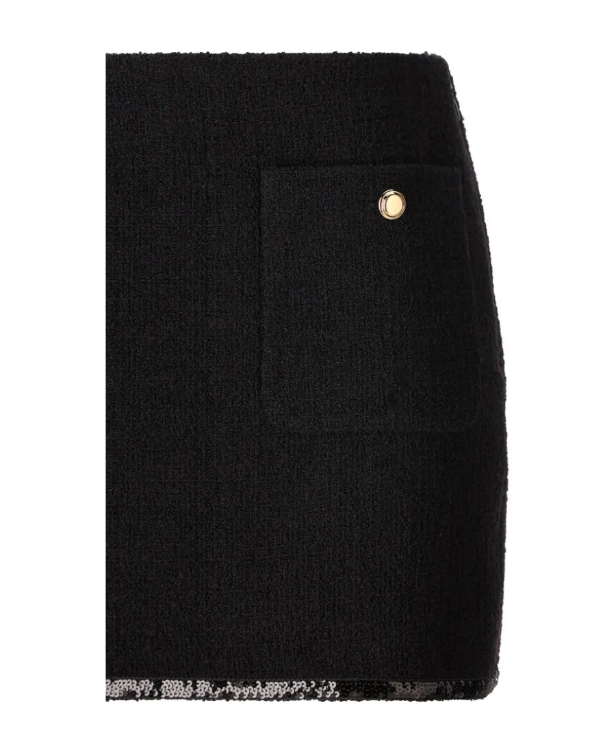 Wool Sequined Trimmed Skirt
