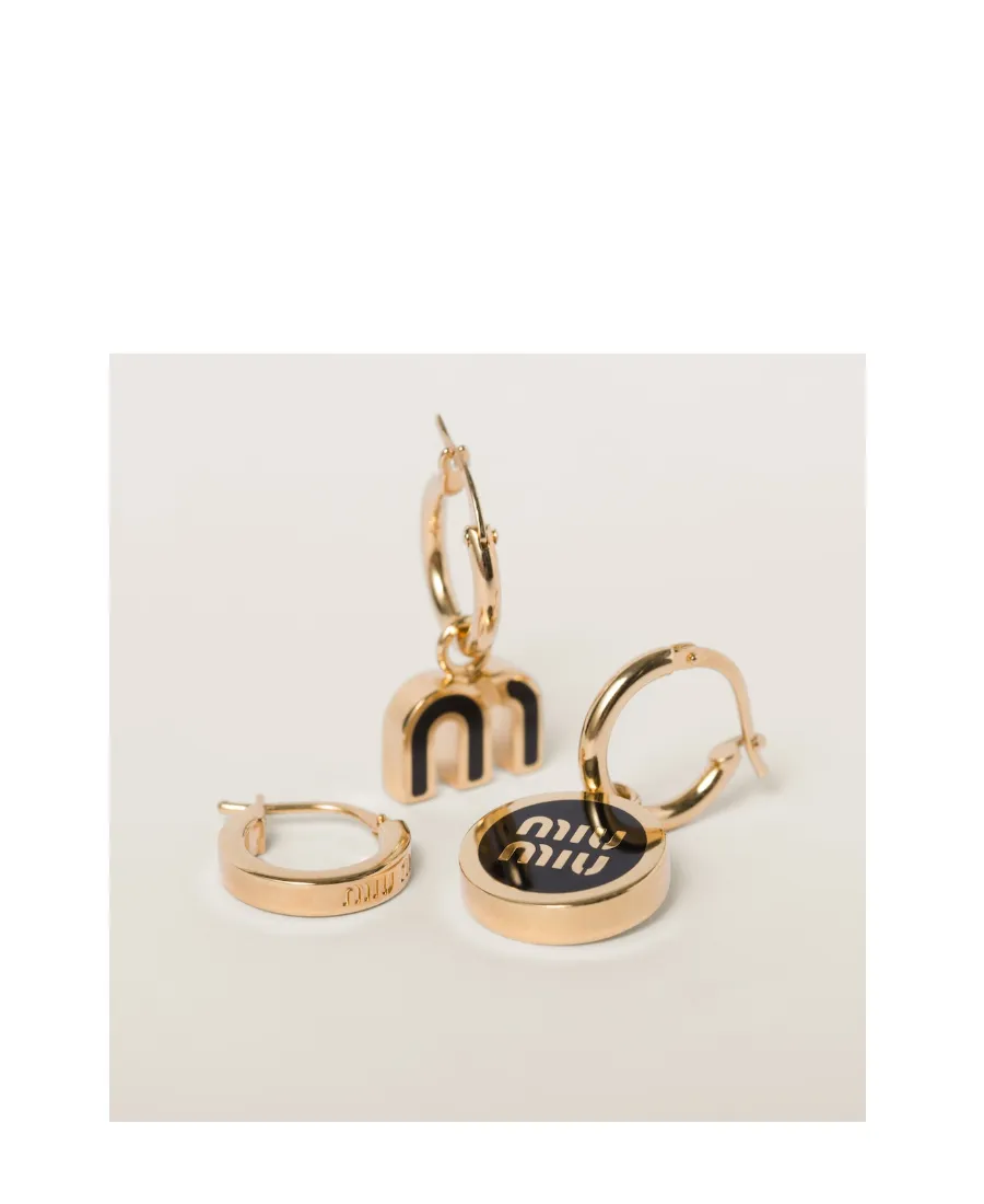 Miu Miu Set Of Three Clasp Fastened Hoop Earrings