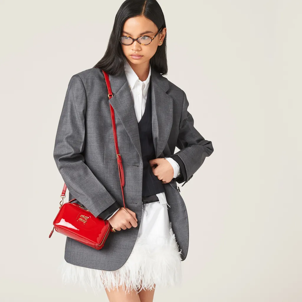 Leather And Patent Leather Shoulder Bag