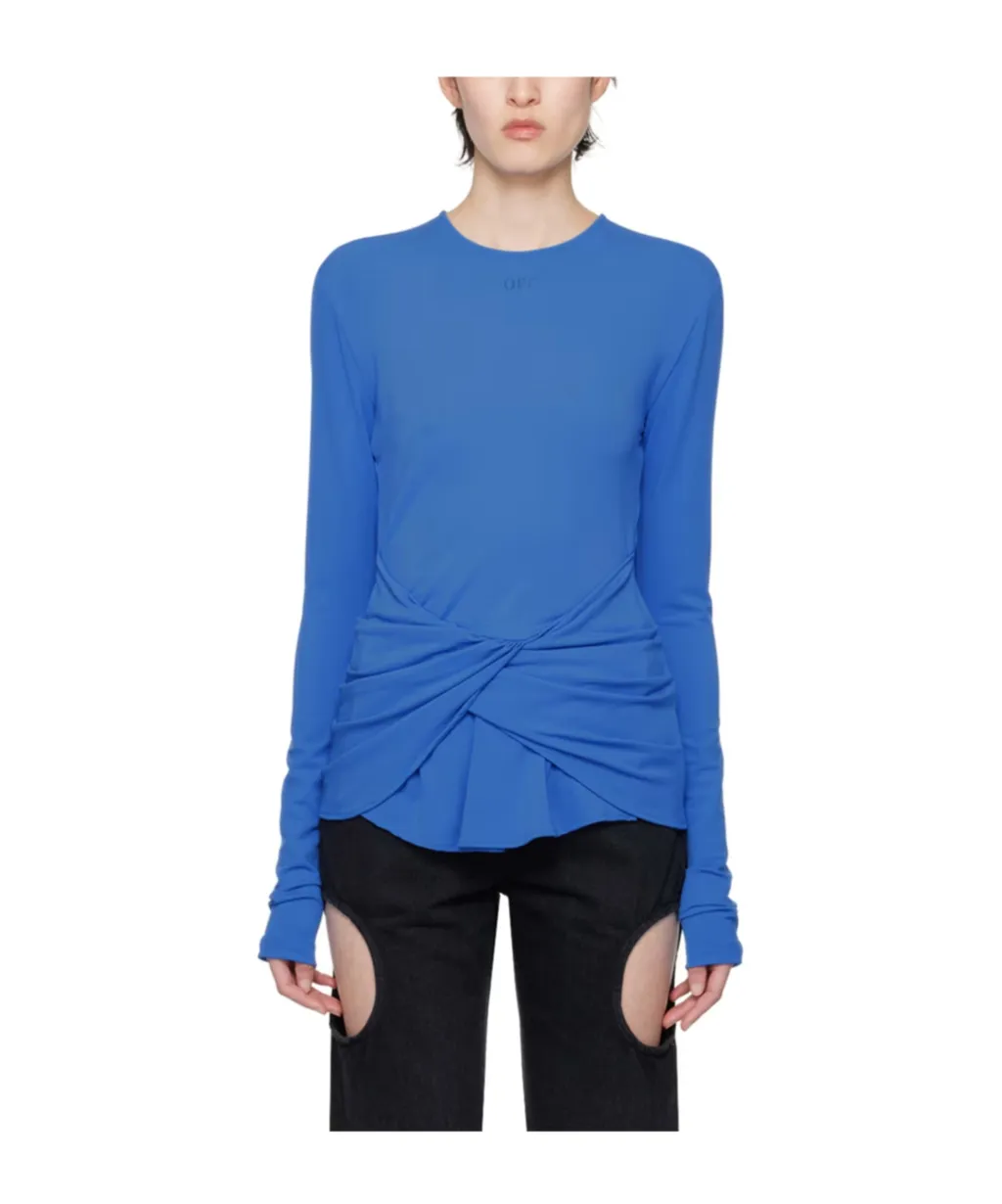 Logo-Print Draped Top