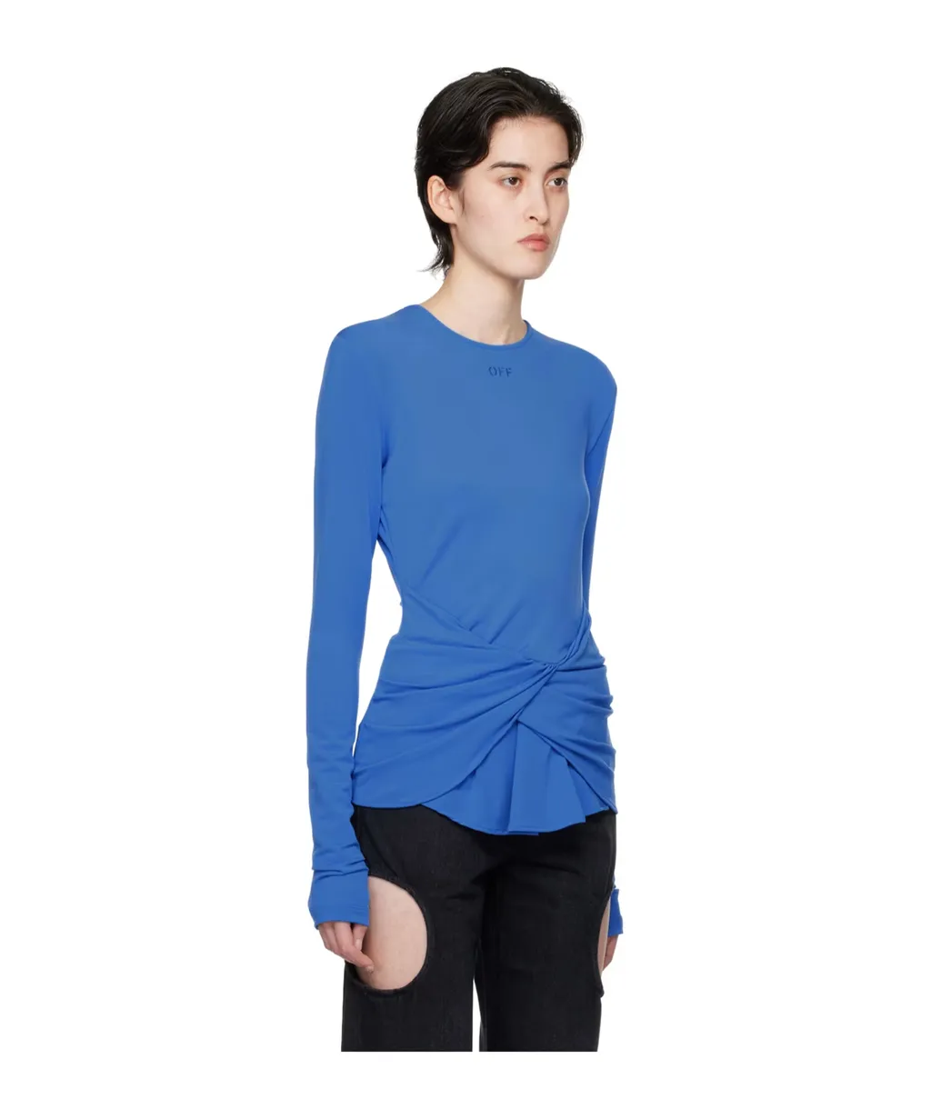 Logo-Print Draped Top