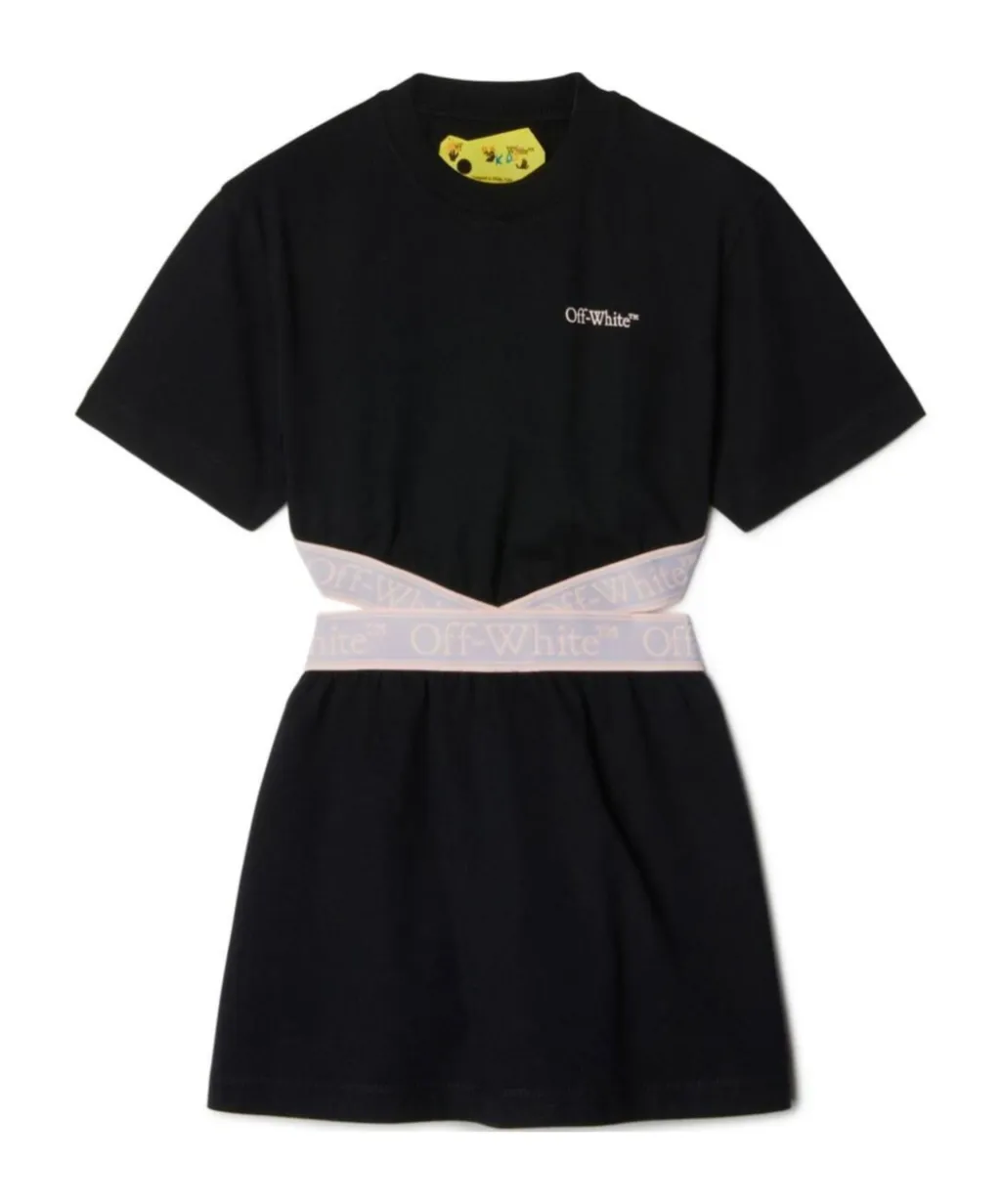 Off-White Kids Bookish Logo-Waistband Cut-Out Dress
