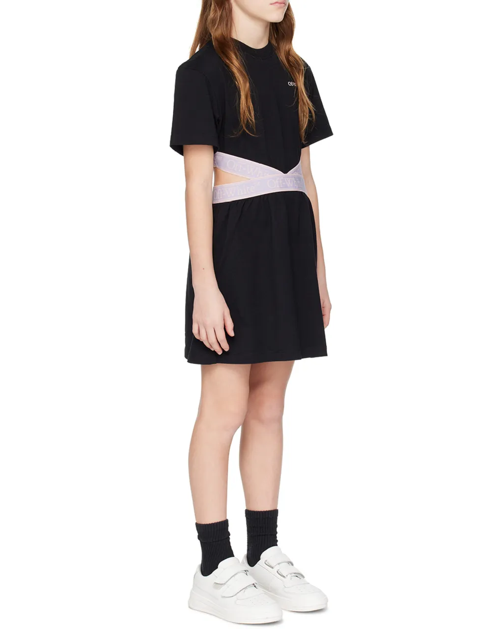Off-White Kids Bookish Logo-Waistband Cut-Out Dress