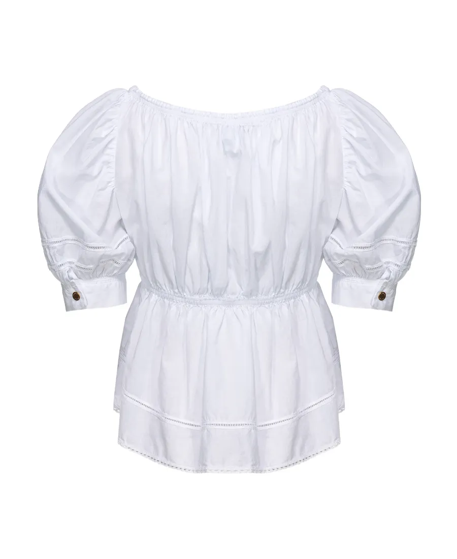 Pinko Sweetheart-Neck Ruched Cropped Blouse