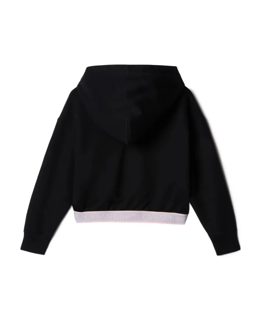 Off-White Kids Bookish Logo Printed Cropped Hoodie