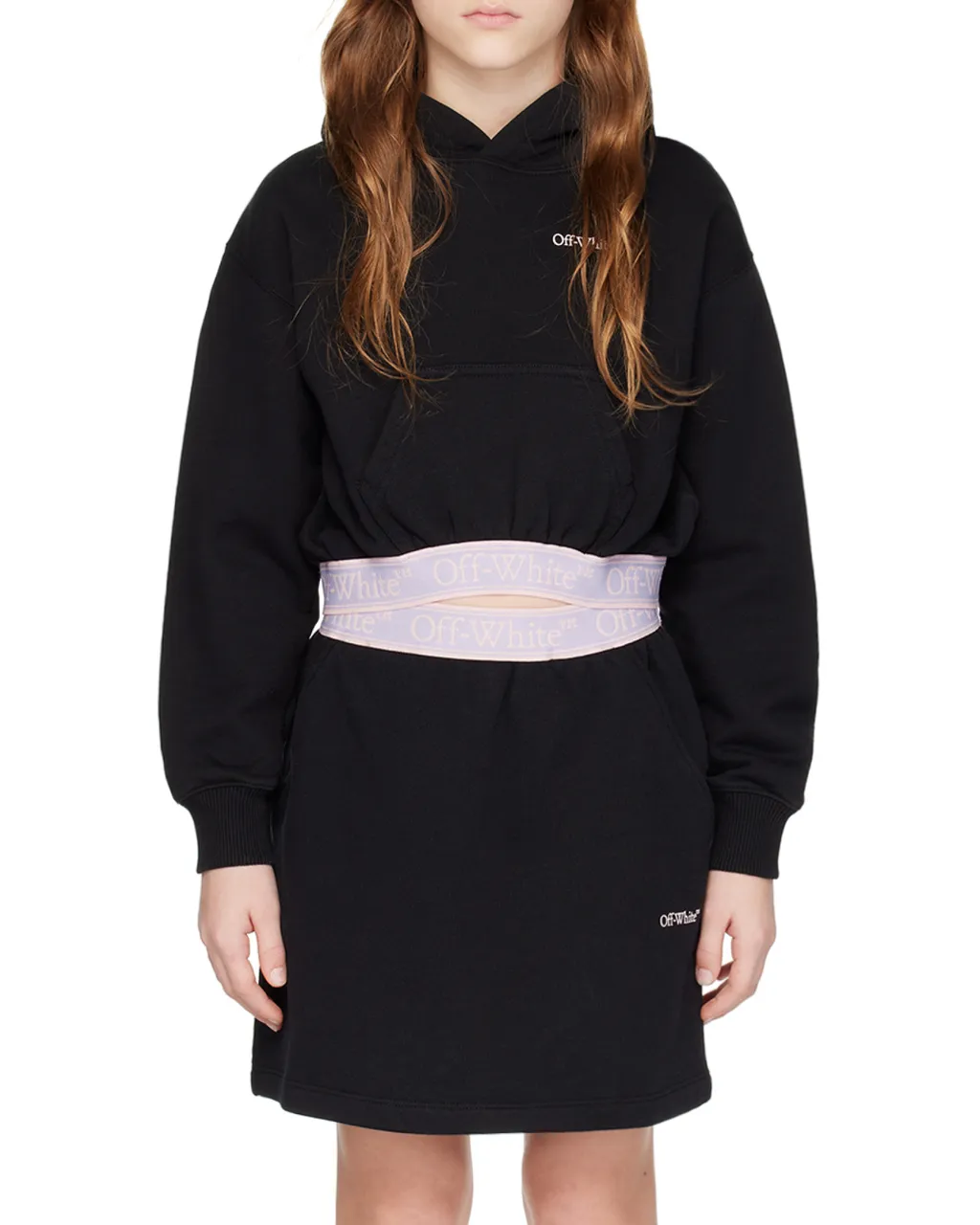 Off-White Kids Bookish Logo Printed Cropped Hoodie