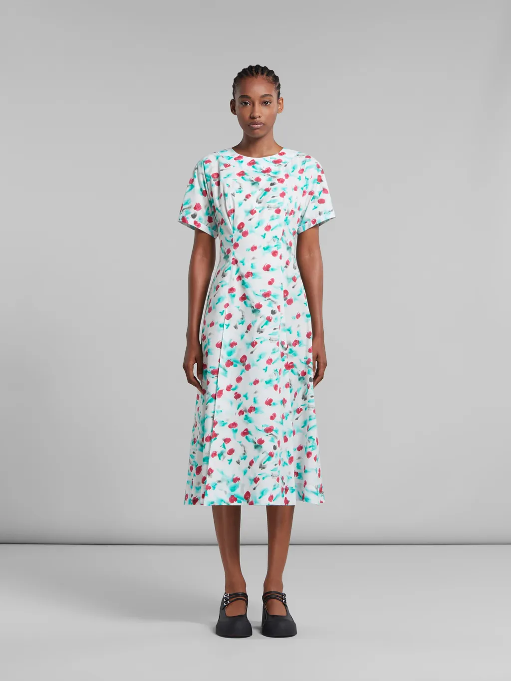 Marni Floral Printed Short-Sleeved Midi Dress