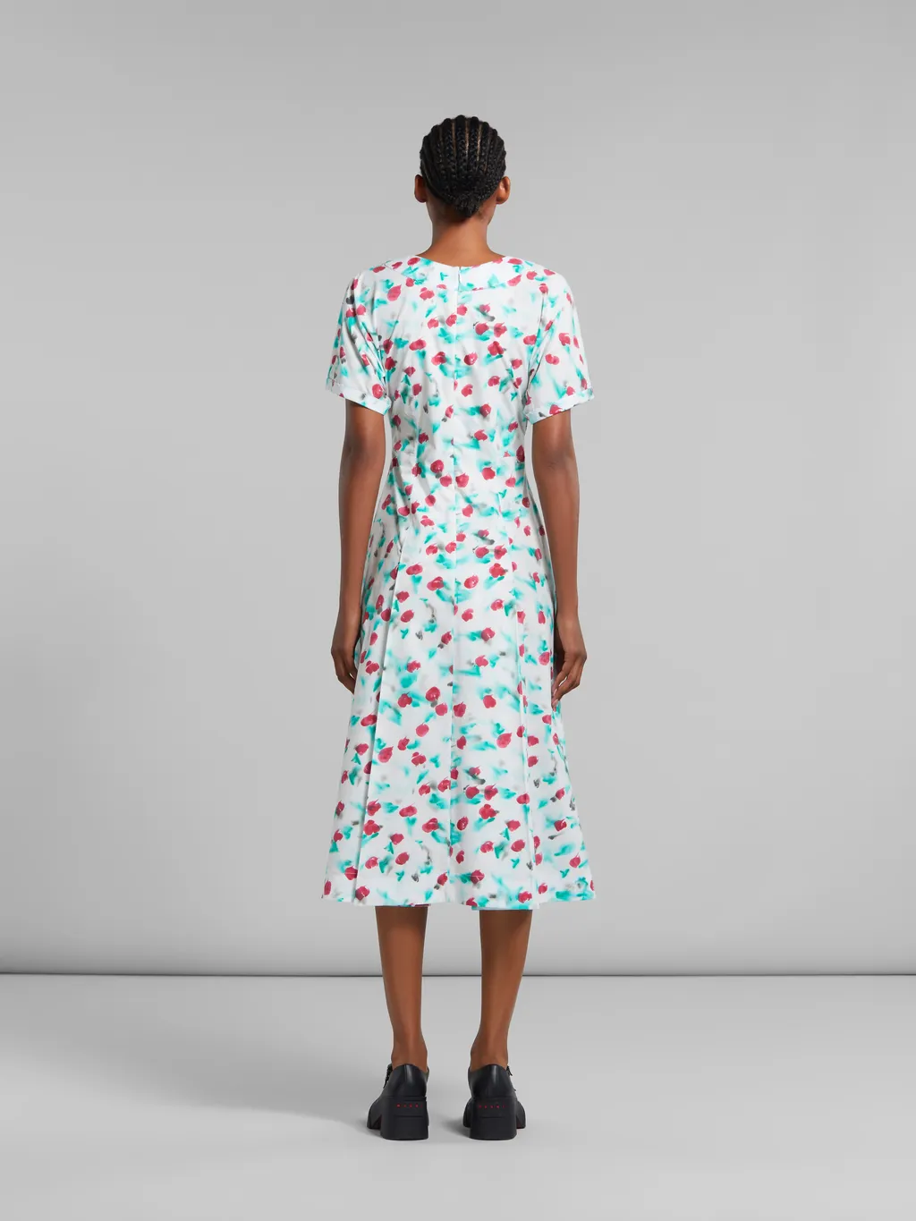 Marni Floral Printed Short-Sleeved Midi Dress