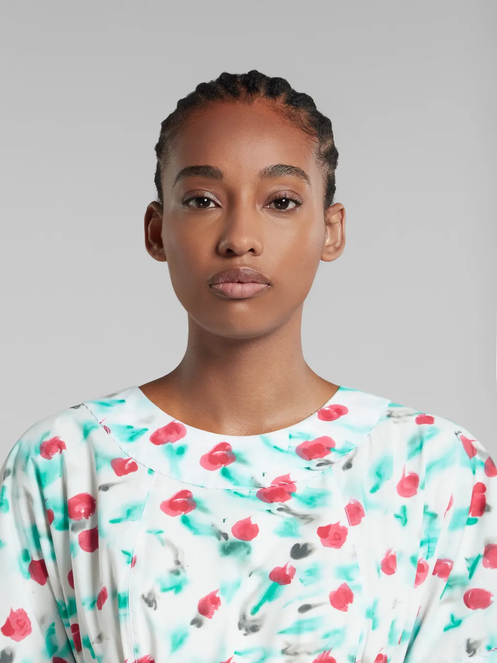 Marni Floral Printed Short-Sleeved Midi Dress