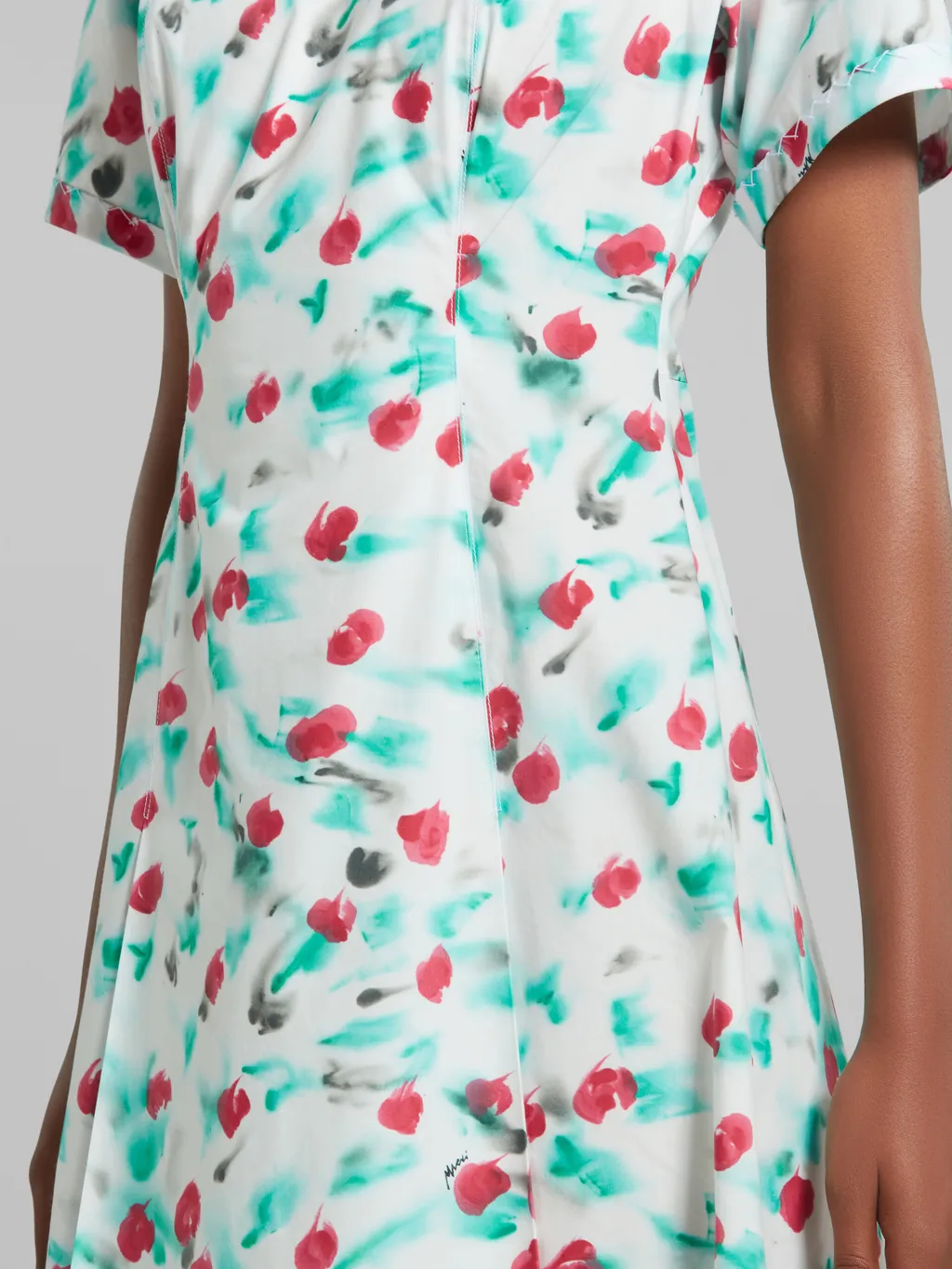 Marni Floral Printed Short-Sleeved Midi Dress