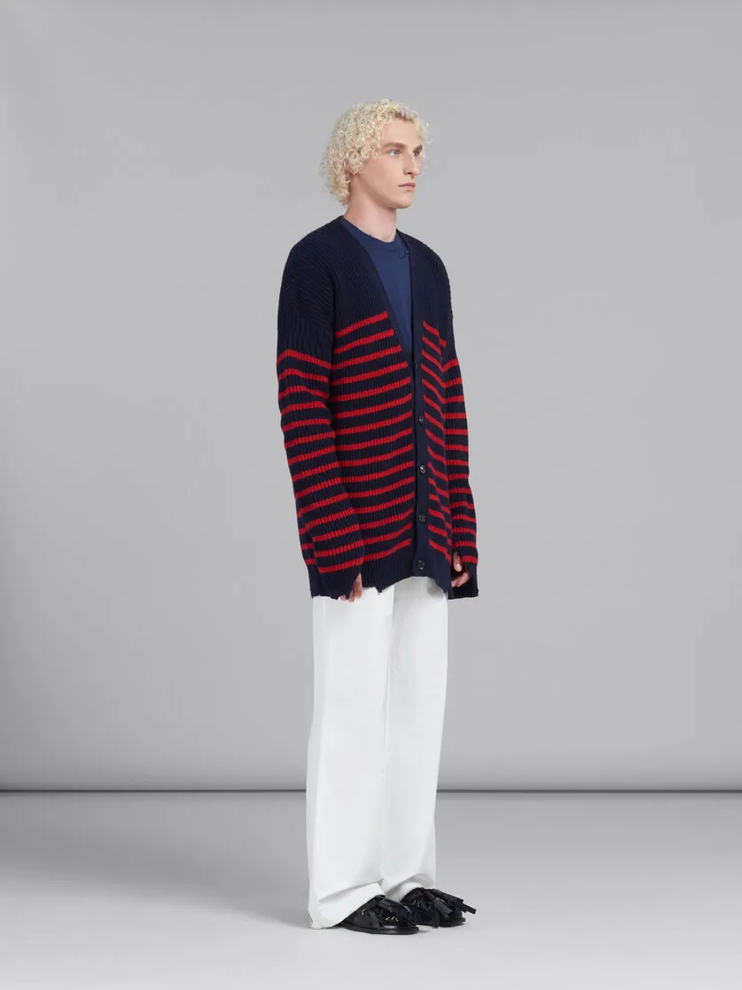 Marni Destroyed Striped Knit Cardigan
