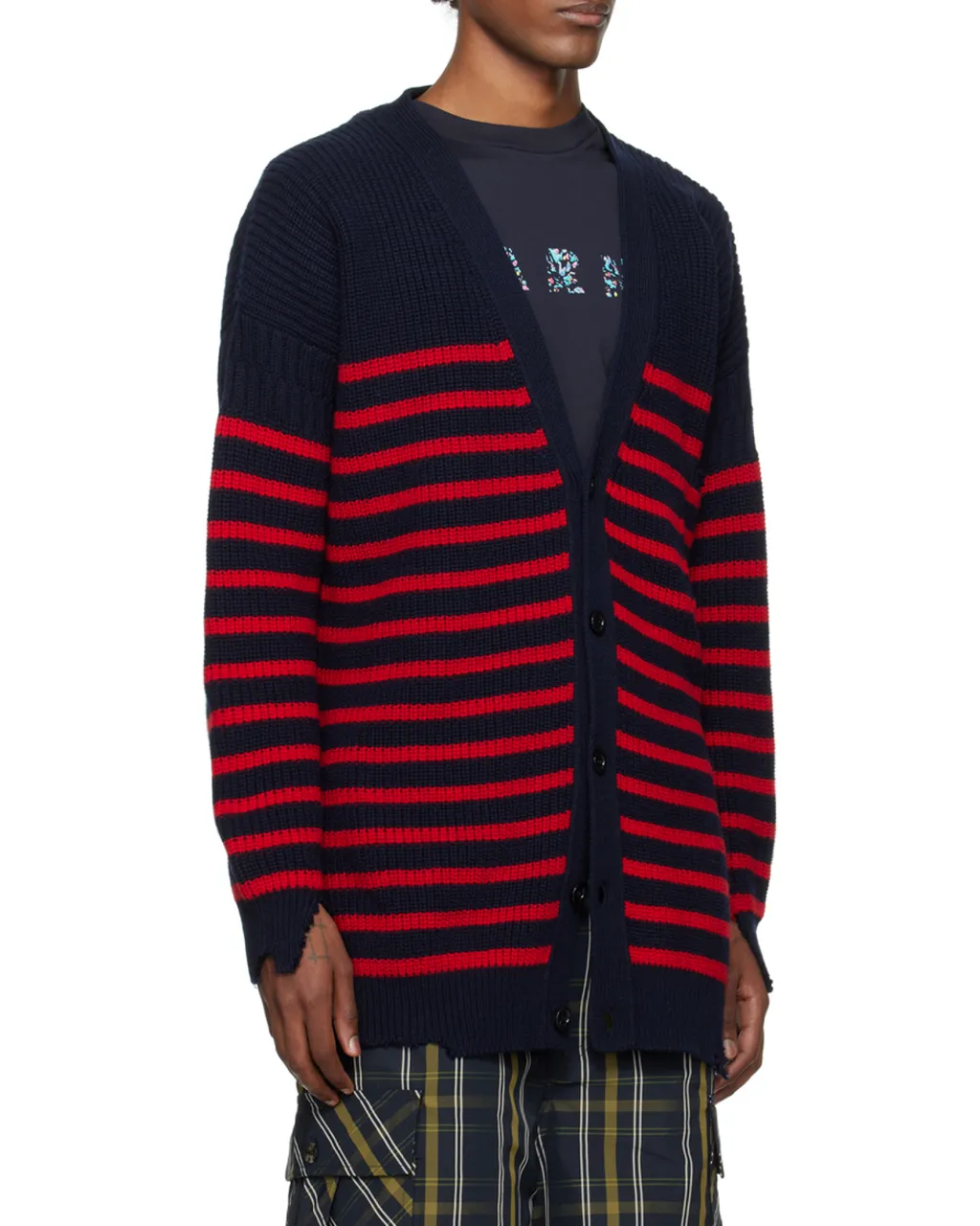 Marni Destroyed Striped Knit Cardigan