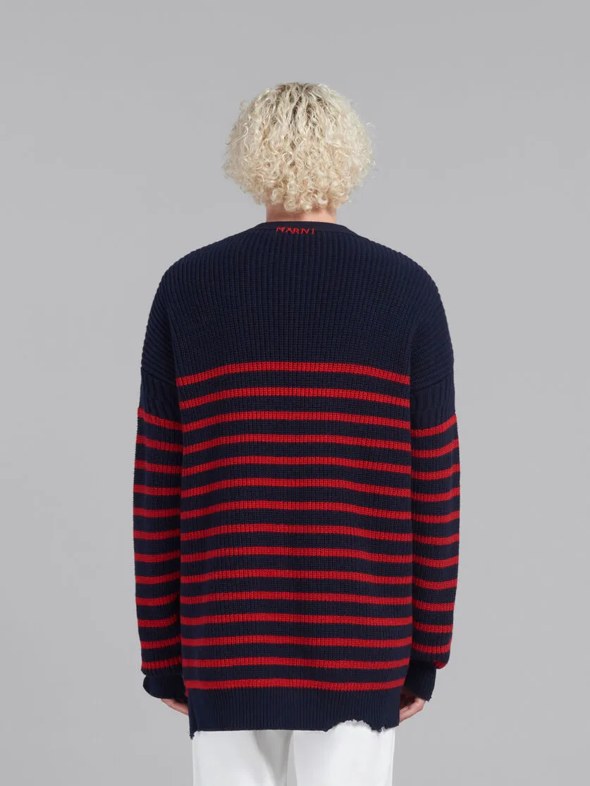 Marni Destroyed Striped Knit Cardigan
