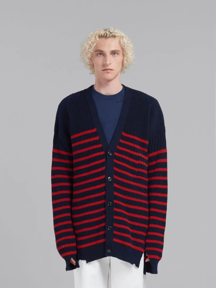 Marni Destroyed Striped Knit Cardigan