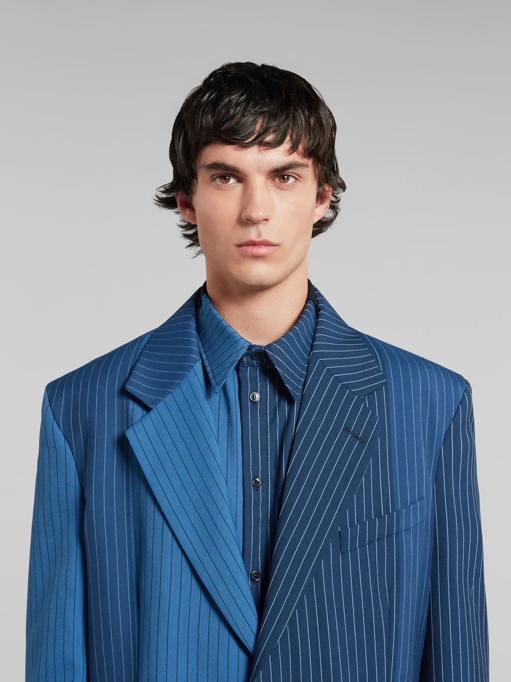 Blue DÉGradé Pinstripe Wool Blazer