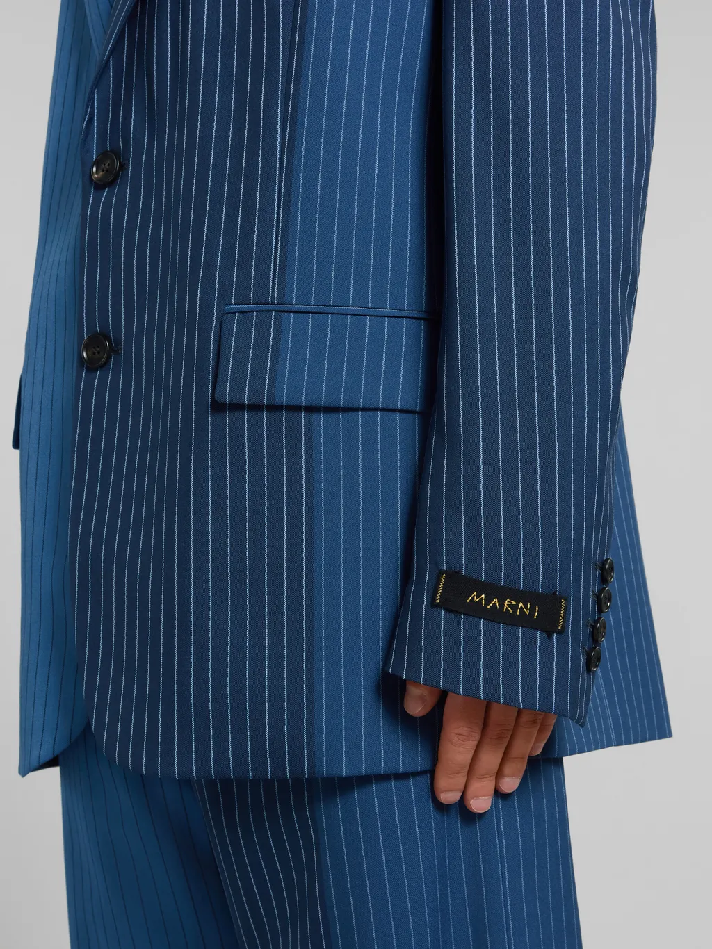 Blue DÉGradé Pinstripe Wool Blazer