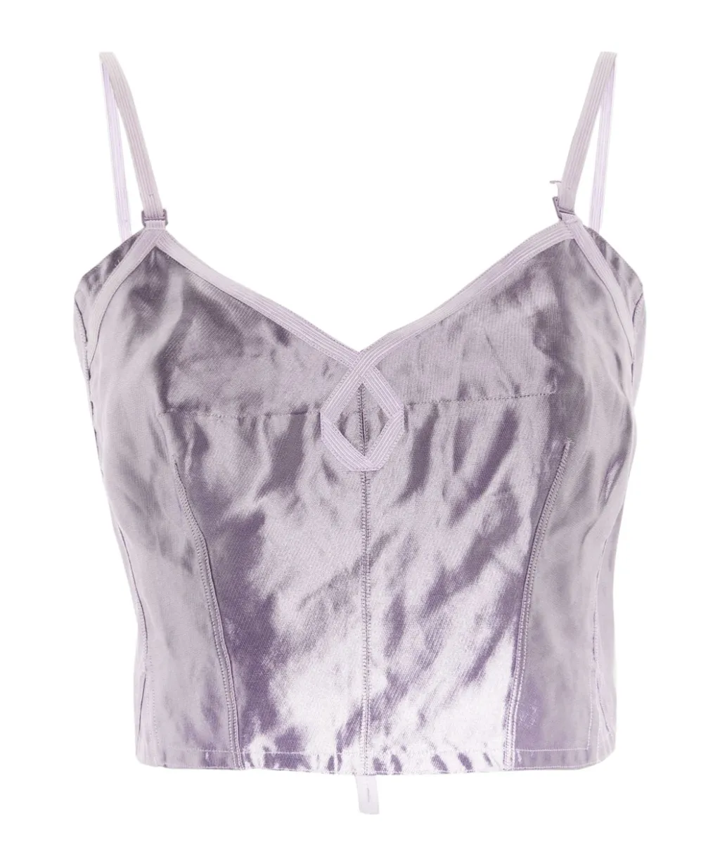 Metallic-Finish Cropped Top