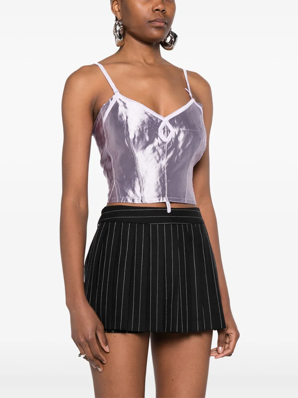 Metallic-Finish Cropped Top