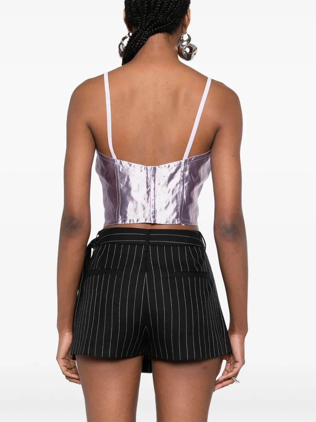 Metallic-Finish Cropped Top