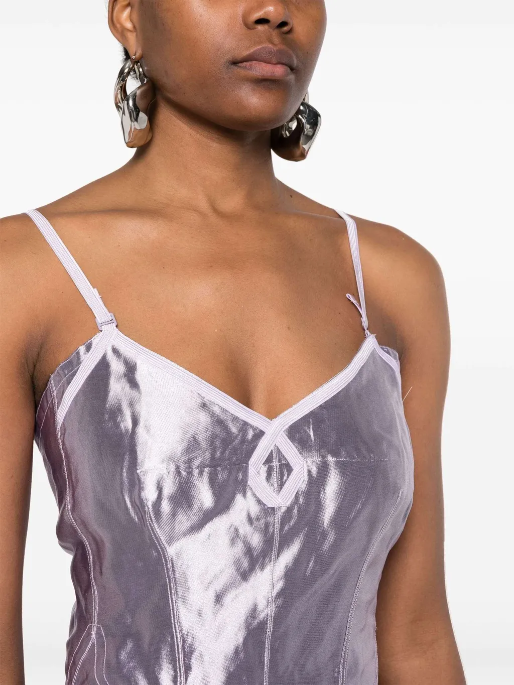 Metallic-Finish Cropped Top