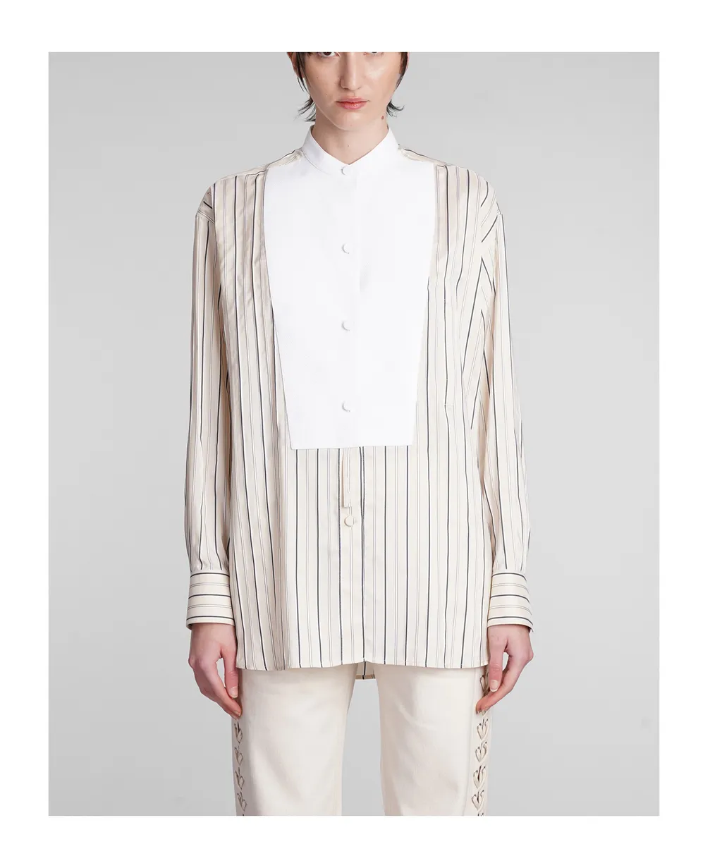 Stella Mccartney Curved Hem Panelled Striped Shirt