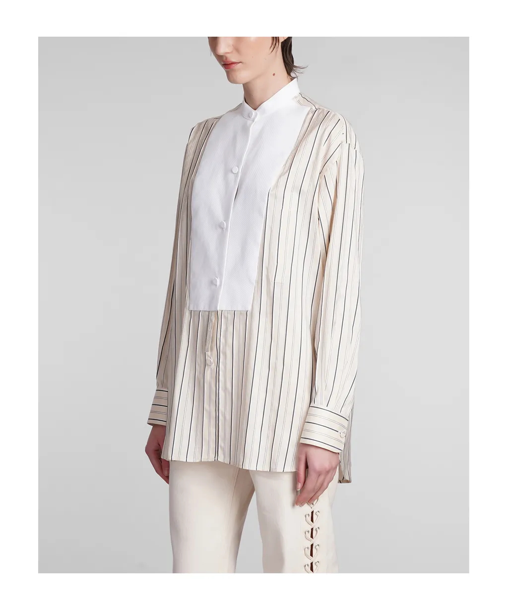 Stella Mccartney Curved Hem Panelled Striped Shirt