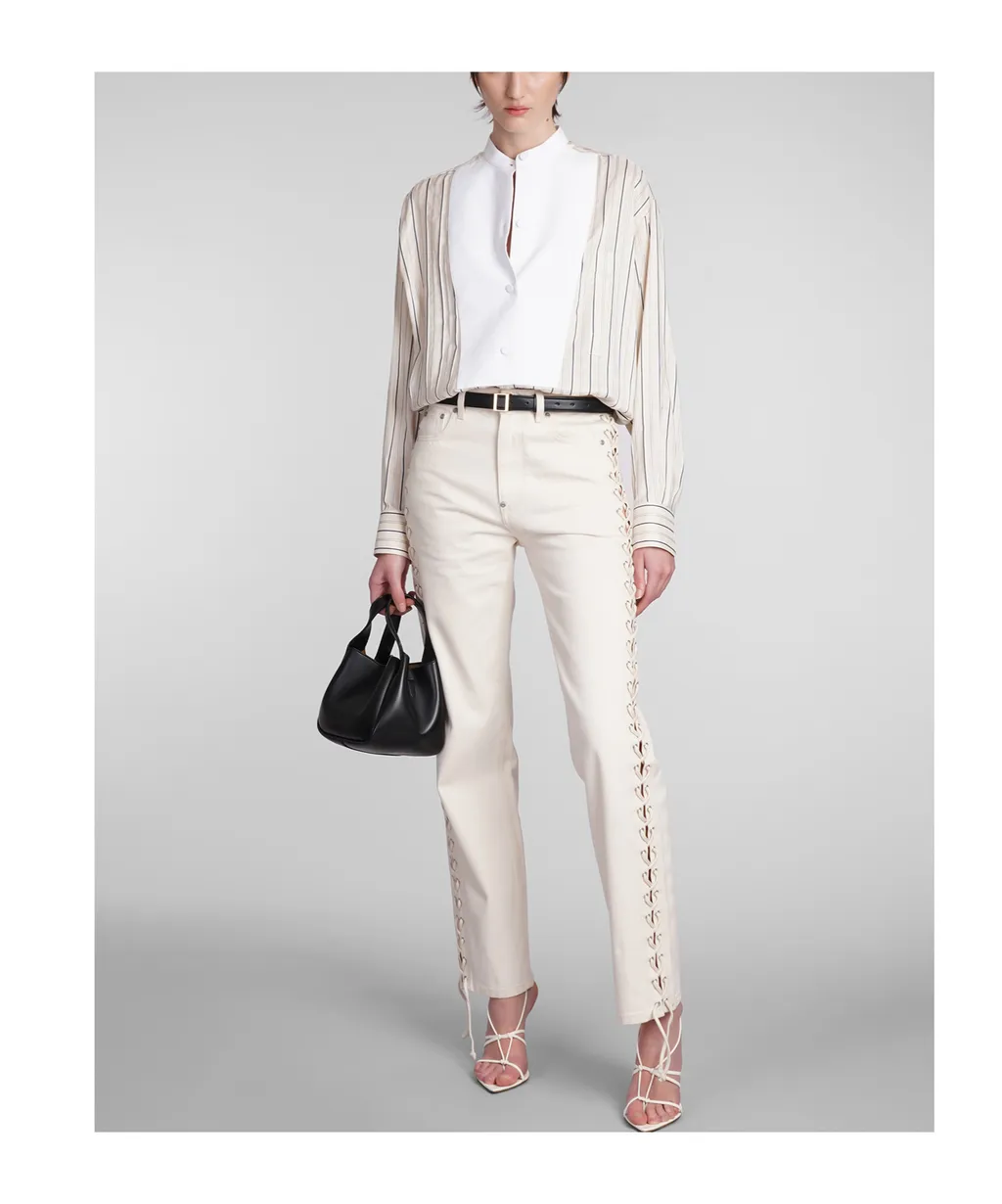 Stella Mccartney Curved Hem Panelled Striped Shirt