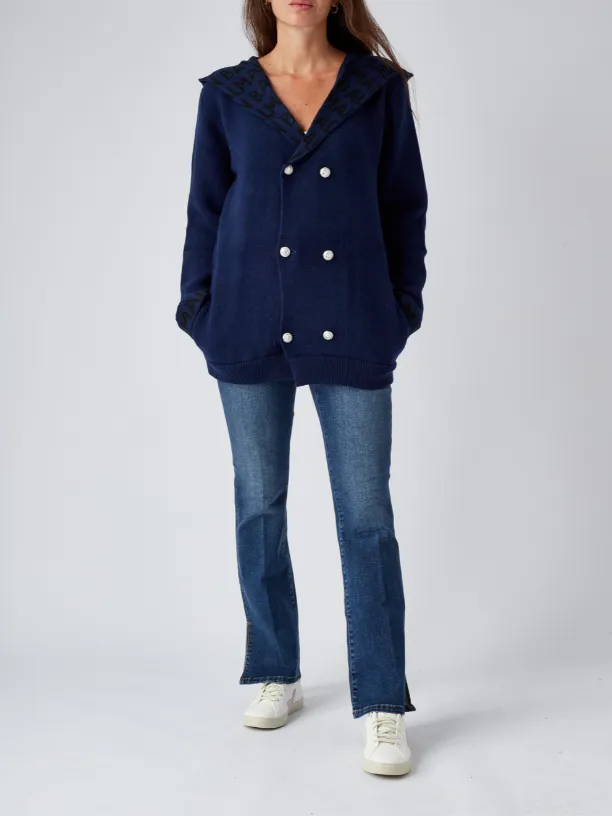 Double-Breasted Hooded Jacket