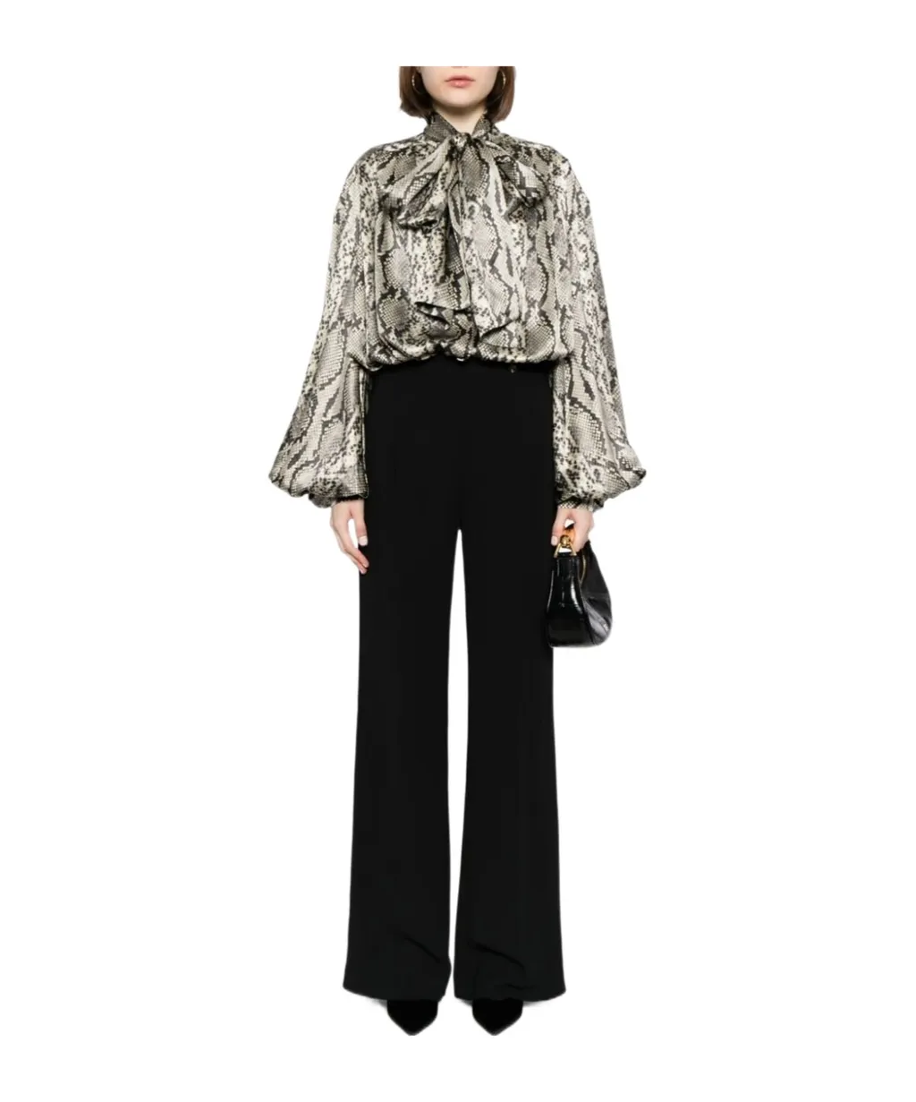 Snakeskin-Print Silk Blouse