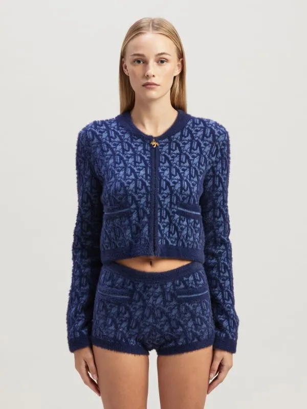 Round-Collar And Long-Sleeved Knitted Cardigan