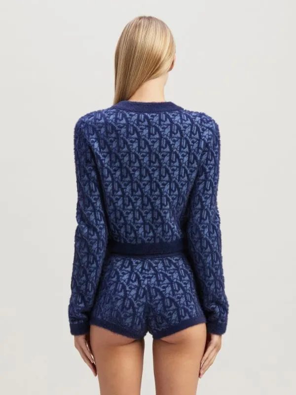 Round-Collar And Long-Sleeved Knitted Cardigan