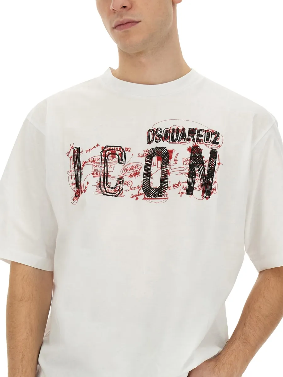 Dsquared2 Icon Printed Cropped T-Shirt