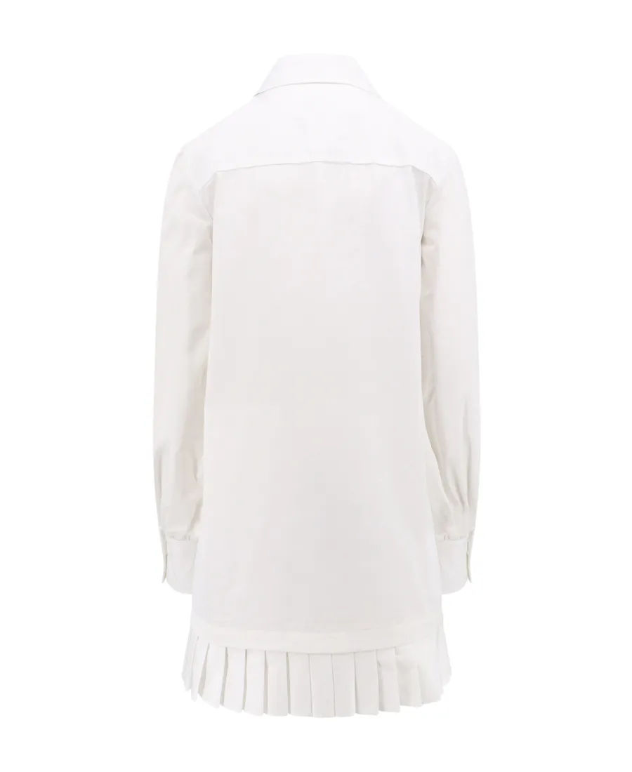 Off-White Logo Embroidered Long-Sleeved Shirt Dress