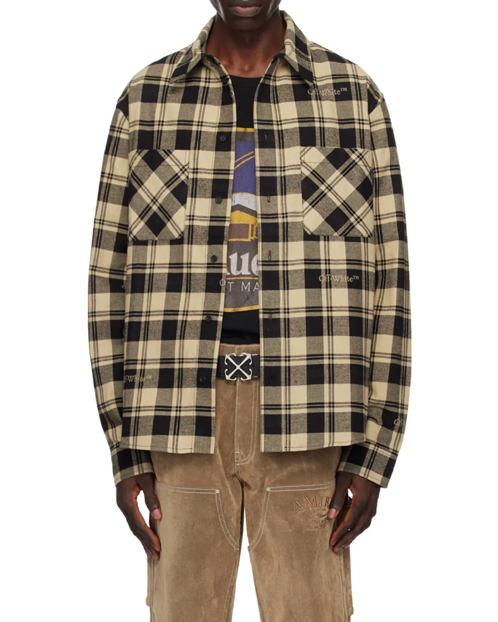 Off-White Checked Long-Sleeved Shirt