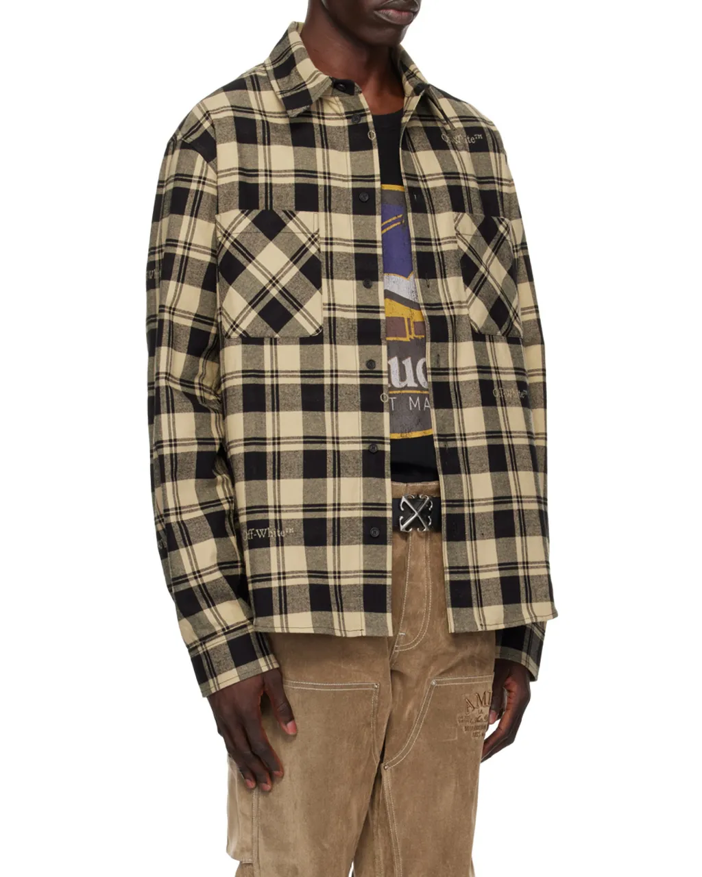 Off-White Checked Long-Sleeved Shirt