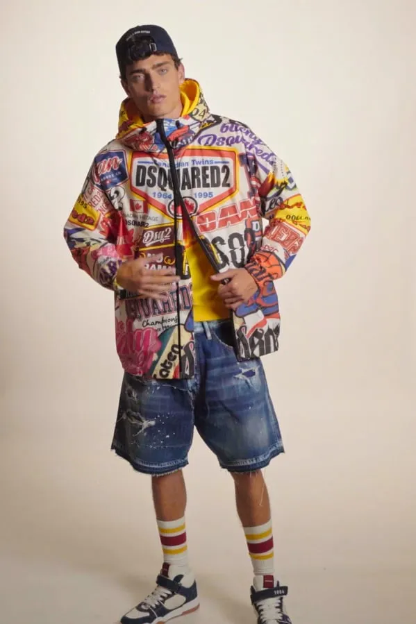 Dsquared2 Logomania Patterned Windbreaker