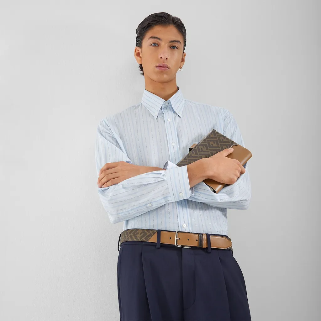 Light Blue Silk And Cotton Shirt