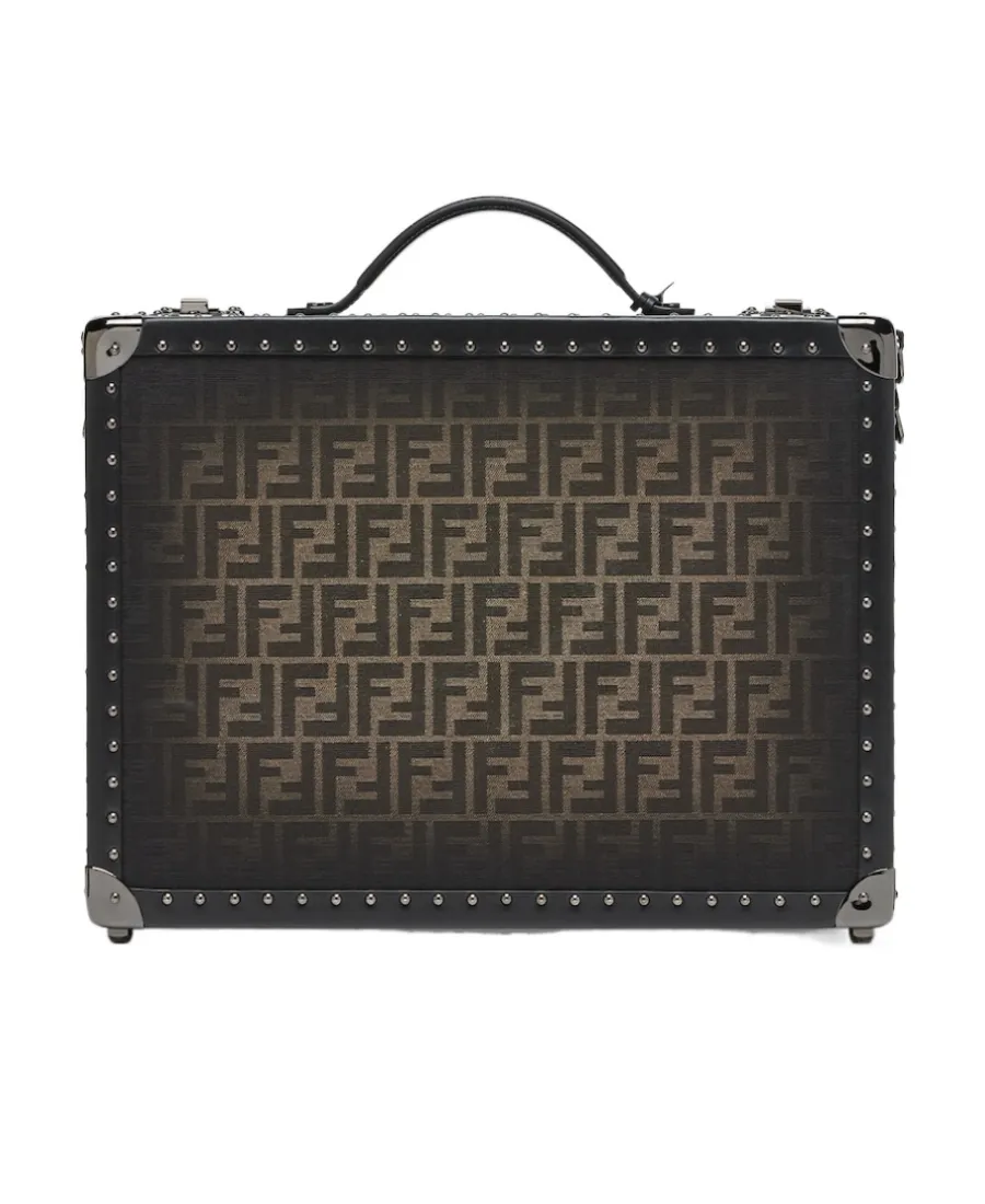 Brown Ff Fabric Suitcase