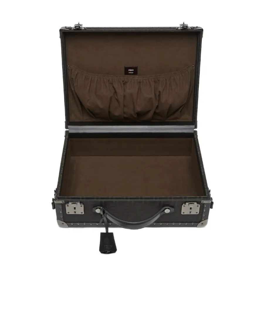 Brown Ff Fabric Suitcase