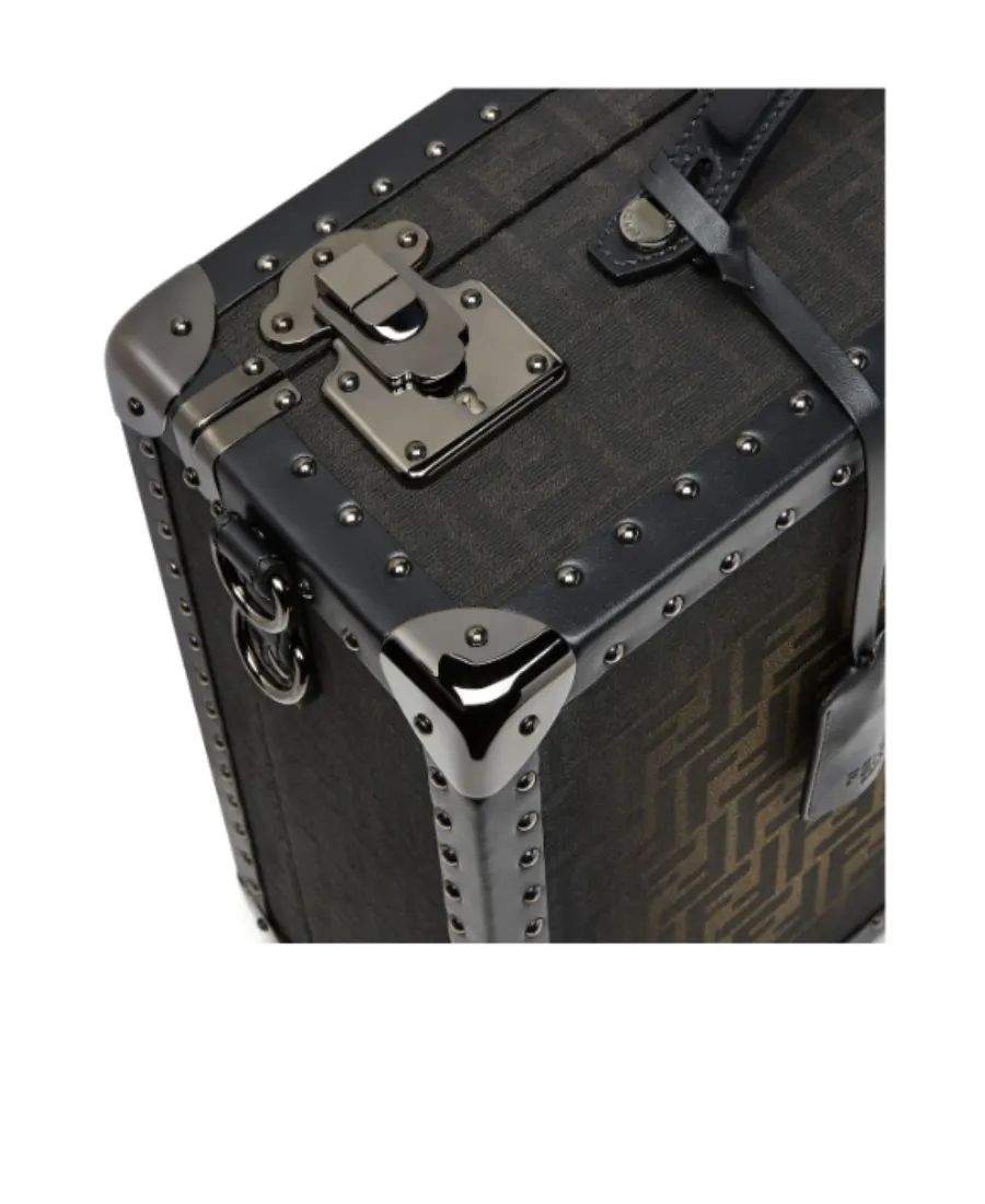 Brown Ff Fabric Suitcase