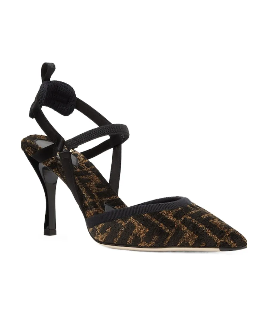 Fendi Monogram Jacquard Pointed-Toe Pumps