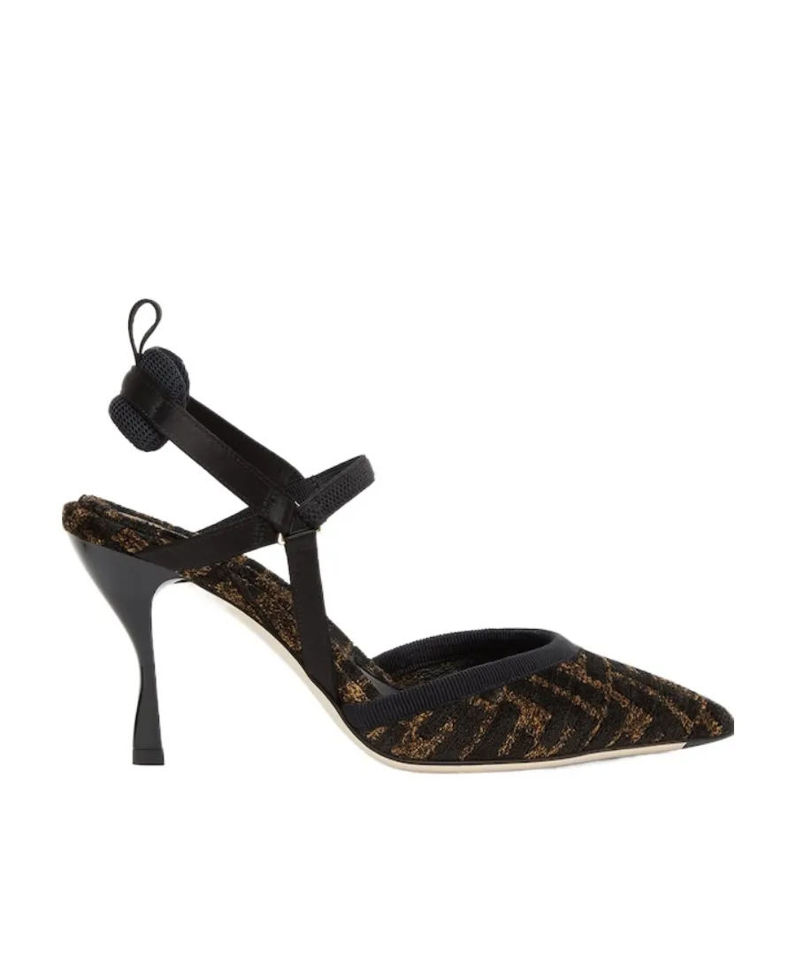 Fendi Monogram Jacquard Pointed-Toe Pumps