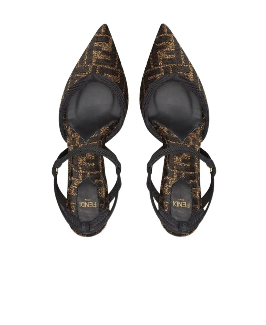 Fendi Monogram Jacquard Pointed-Toe Pumps