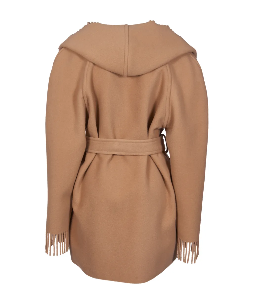 Belted Fringed Coat