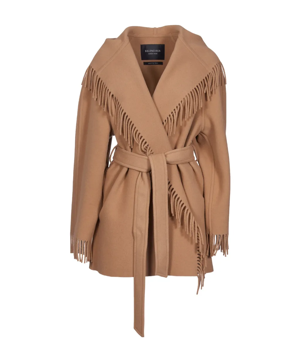 Belted Fringed Coat