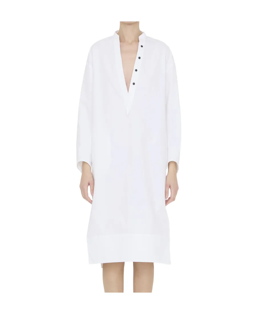 Khaite Brom Shift Long-Sleeved Midi Dress