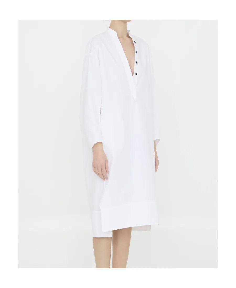 Khaite Brom Shift Long-Sleeved Midi Dress